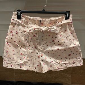Ao: Rebecca Taylor Pink Floral High-waist Tie Shorts Sz 12